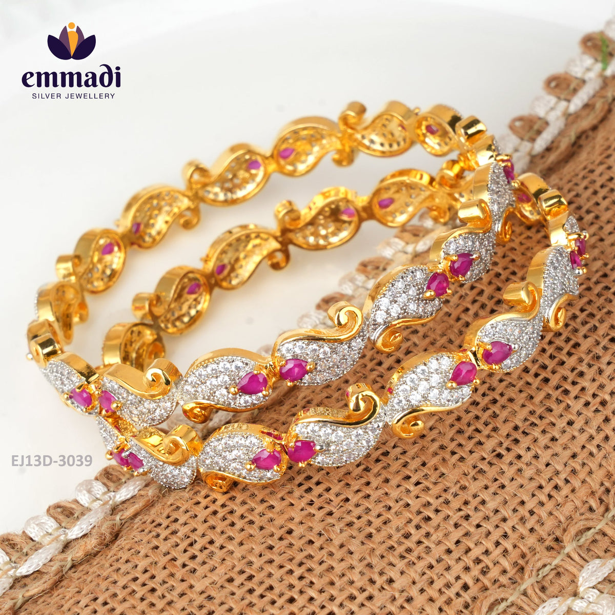 Badari Premium Cz Pink Bangles