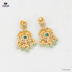 INDHUMATHI Silver Hangings with Green Stone