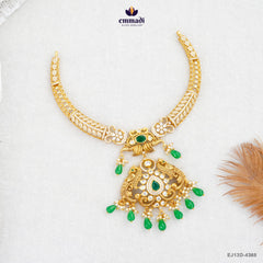 INDIERA Exquisite Green Kanty Stone Silver Jewellery