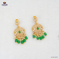 INDRAKANTA Silver Hangings Exquisite Green Stone Jewelry