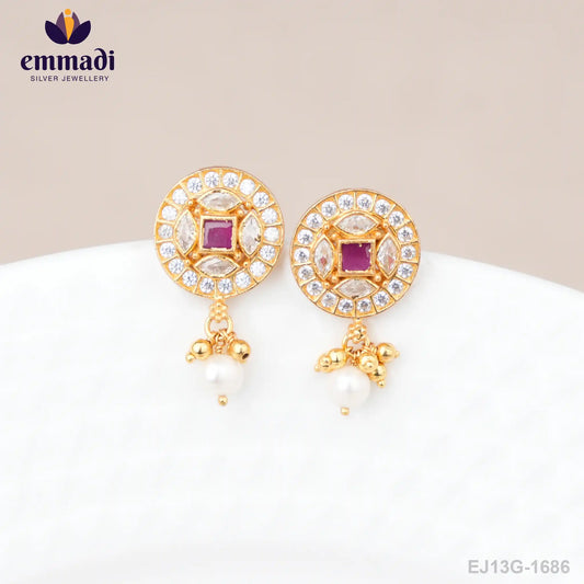 Bhuvi Stone Pink Studs