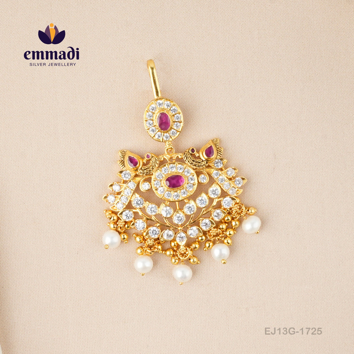 Shweta's Stone Pink Papidi Billa Jewellery - Handcrafted with Pure Gold Plating