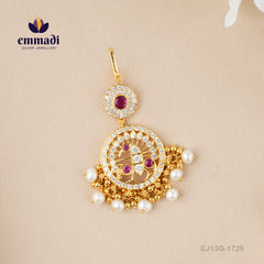 Shweta's Stone Pink Papidi Billa Jewellery - Handcrafted with Pure Gold Plating