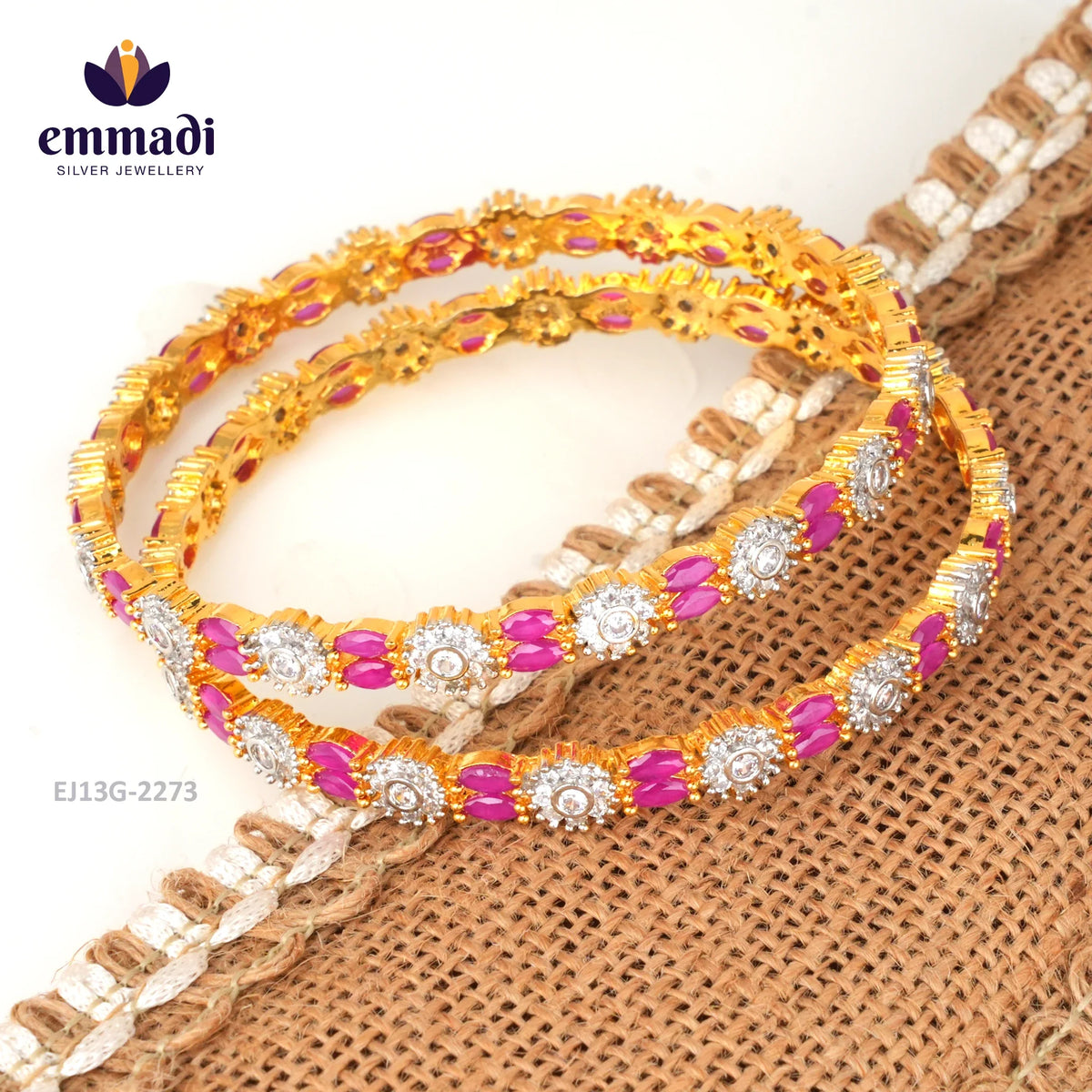 Nidhi Premium Cz Pink Bangles