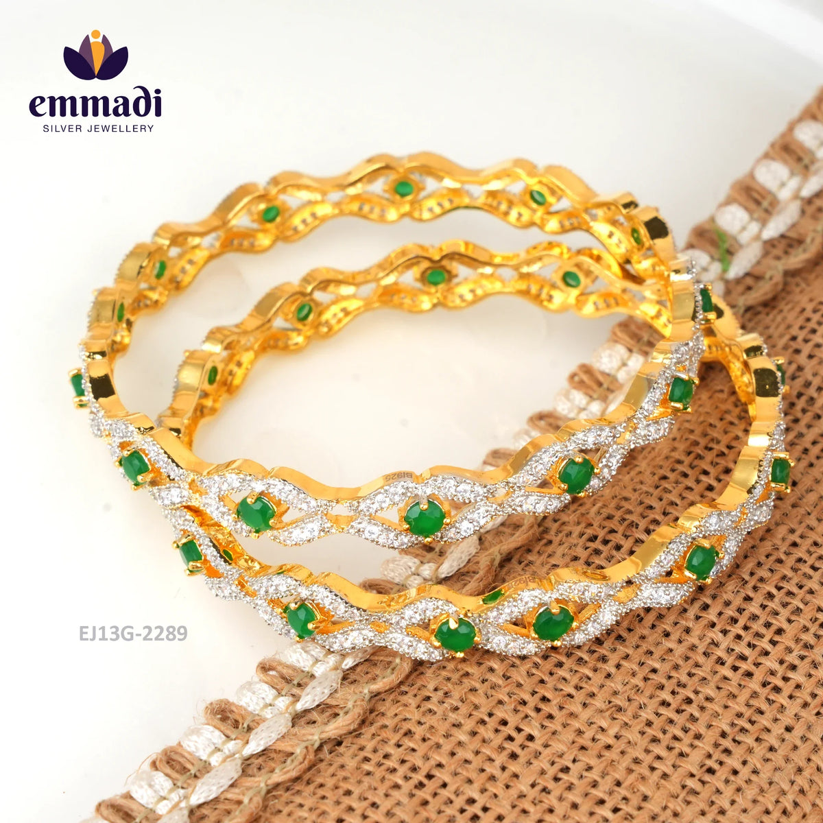 Nimmi Premium Cz Green Bangles