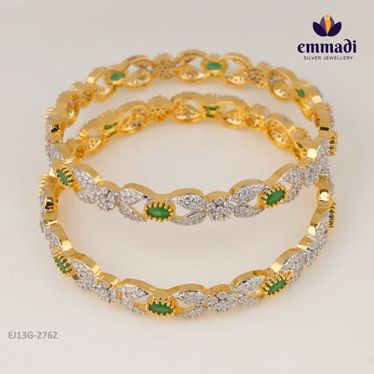 Tarli Premium Cz Green Bangles