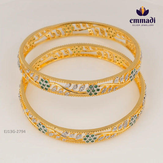 Tusi Premium Cz Green Bangles