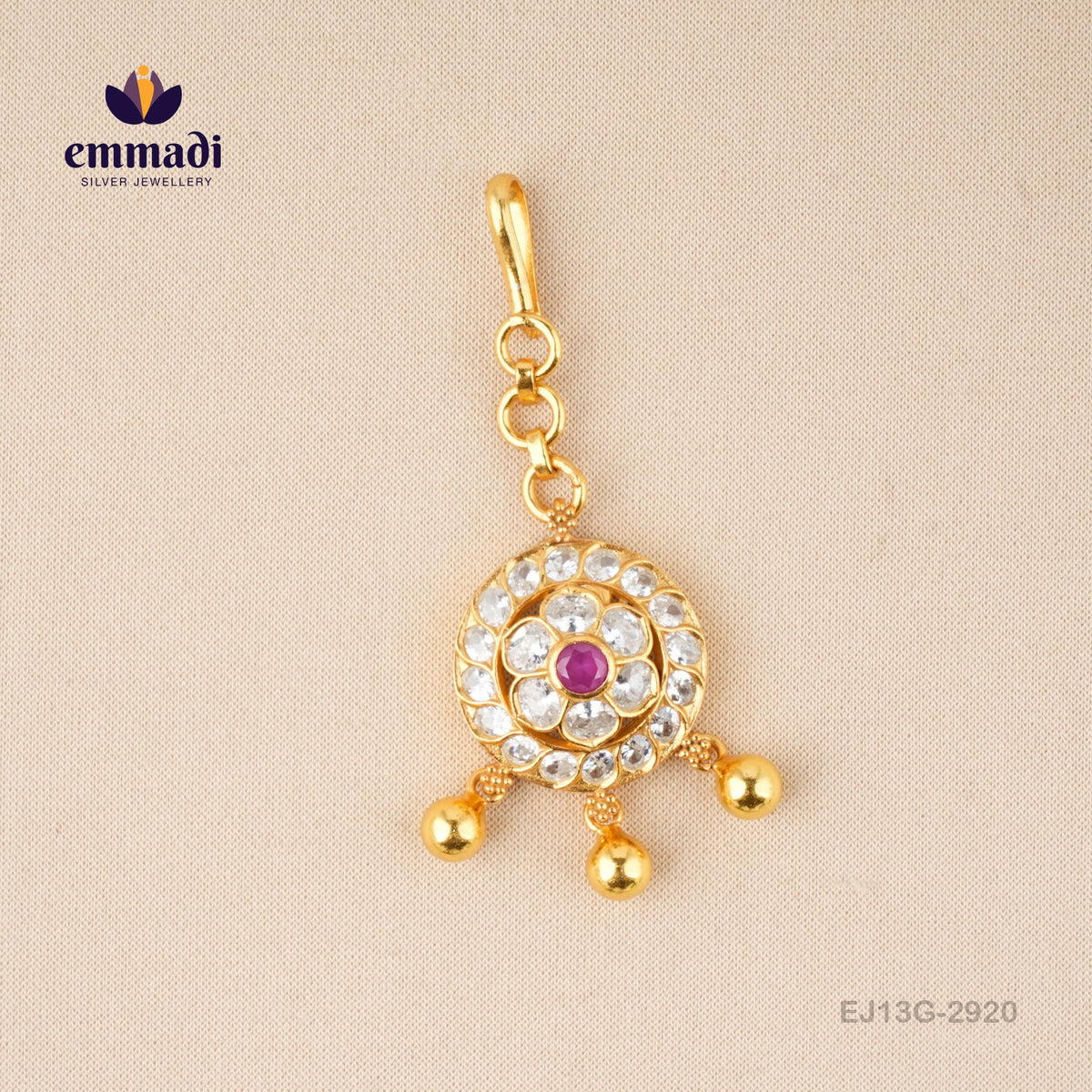 Shweta's Stone Pink Papidi Billa Jewellery - Handcrafted with Pure Gold Plating