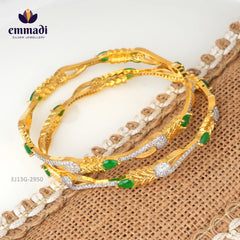 Aaushi Premium Cz Green Bangles