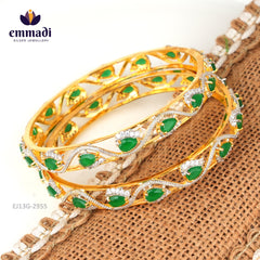 Sonalika's Premium CZ Green Bangles: Handcrafted Indian Jewellery with Pure Gold Plating