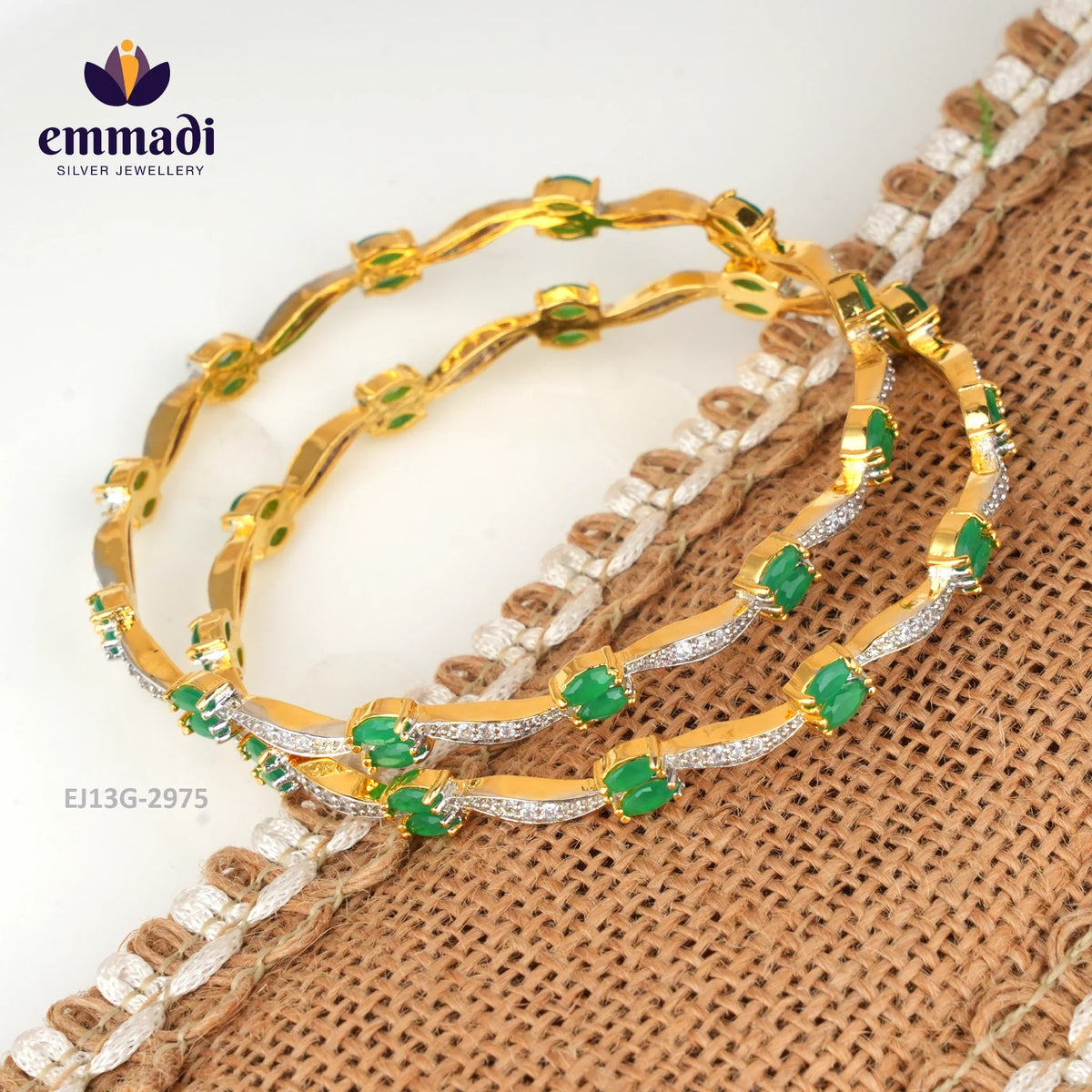 Aditri Premium Cz Green Bangles