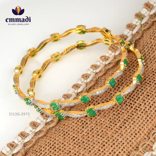 Aditri Premium Cz Green Bangles