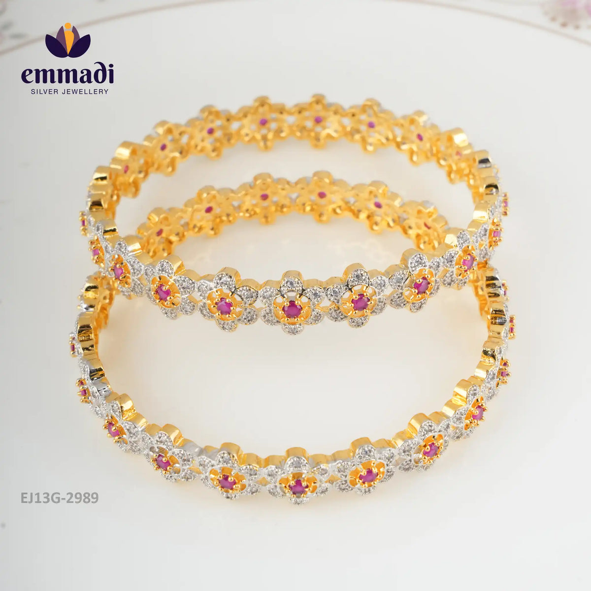 Aghai Premium Cz Pink Bangles