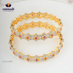 Aghai Premium Cz Pink Bangles