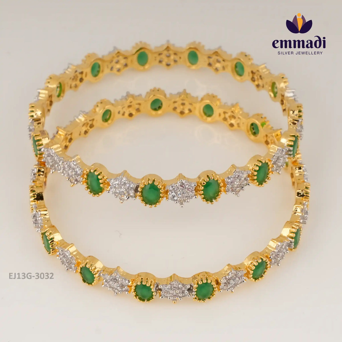 Athari Premium Cz Green Bangles