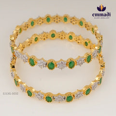 Athari Premium Cz Green Bangles