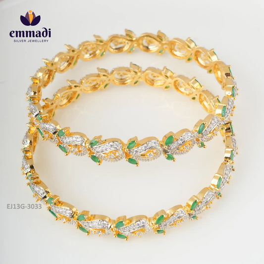 Avishi Premium Cz Green Bangles