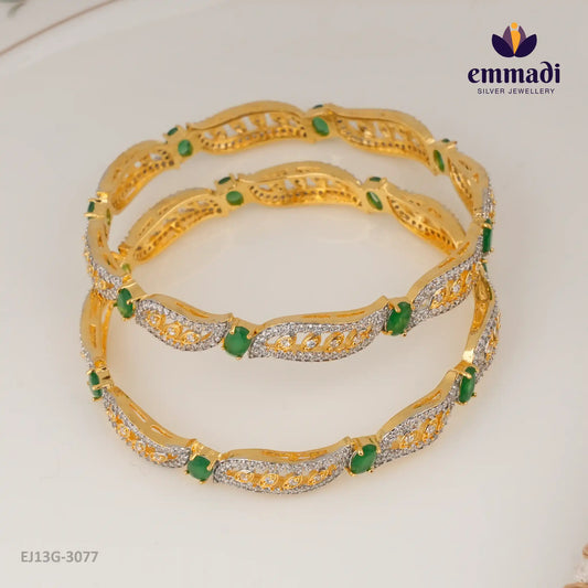 Bhakti Premium Cz Green Bangles