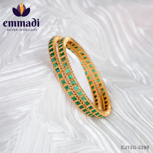 Dipali Stone Green Bangles