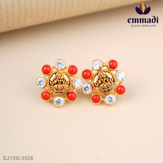 Jagti Nakshi Orange Studs