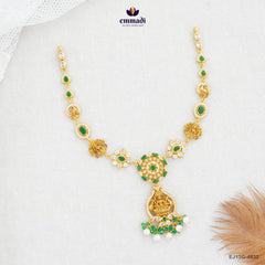 IRATHA Elegant Green Nakshi Necklace