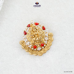 JAYITRI Elegant CZ Nakshi Orange Pendant