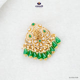 JENETT Silver Pendant Elegant Green CZ Nakshi