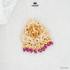 JHARNA Elegant Pink CZ Nakshi Pendant