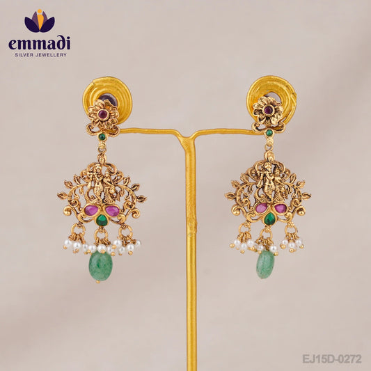 Suhasini Jewels: Antique Indian Handcrafted Gold Plated Silver Earrings