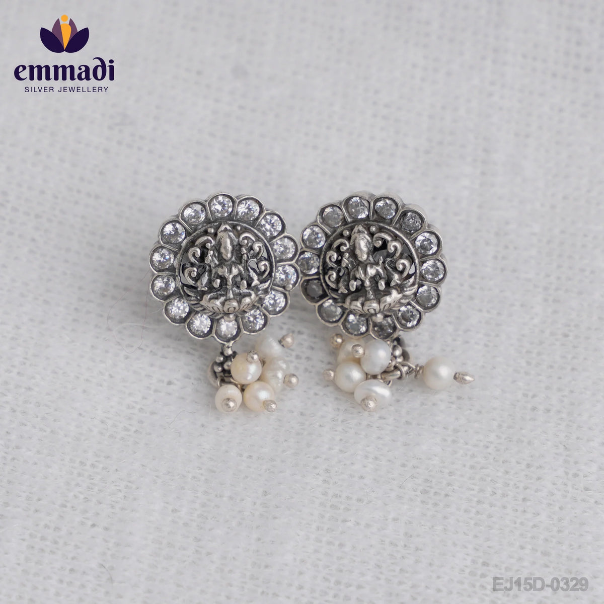 Sunita's Oxidised White Ear Tops - Handcrafted Indian Jewellery