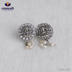 Sunita's Oxidised White Ear Tops - Handcrafted Indian Jewellery
