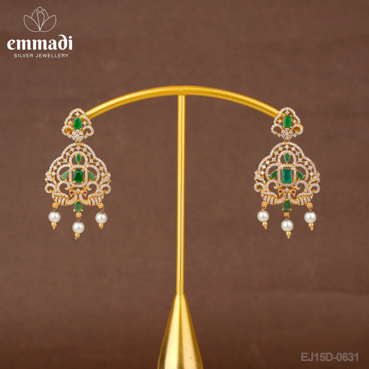 Shreya's CZ Green Hangings: Exquisite Indian-inspired Jewelry Collection