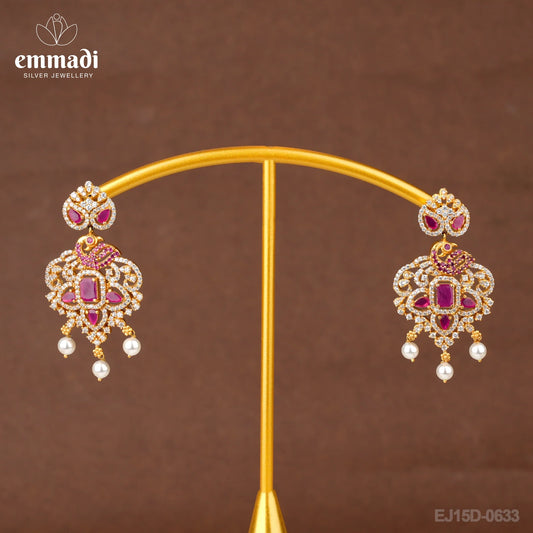 Rajeshwari Jewels: CZ Red Hangings