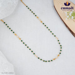 Rani Jewels - Beads Green Chain Handcrafted with Pure Gold Plating 92.5 Silver