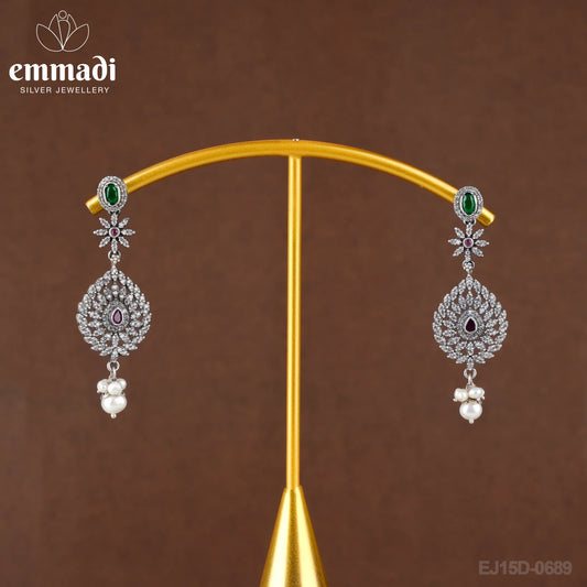 Agnishikha Surya Hangings: Handcrafted Pure Gold Plated 92.5 Silver Oxidised Pink Earrings