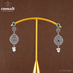 Agnishikha Surya Hangings: Handcrafted Pure Gold Plated 92.5 Silver Oxidised Pink Earrings