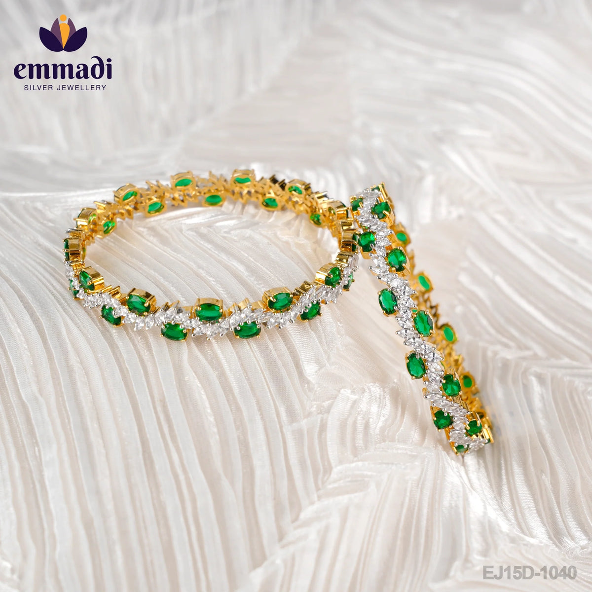 Sonalika's Premium CZ Green Bangles: Handcrafted Indian Jewellery with Pure Gold Plating