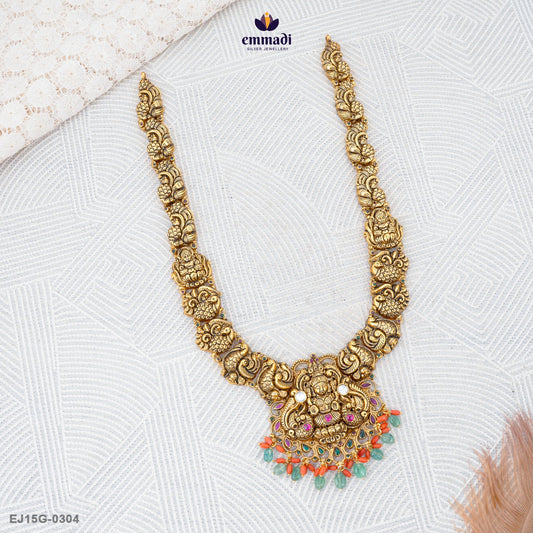 Pooja Mahli: Pagadam Long Necklace Nakshi