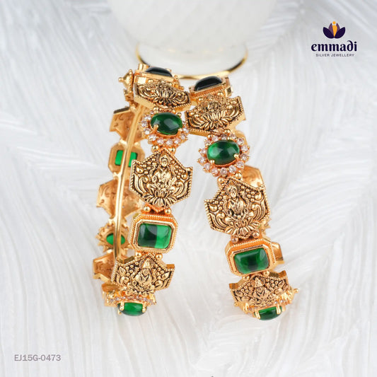 Ramani Cz Nakshi Green Bangles