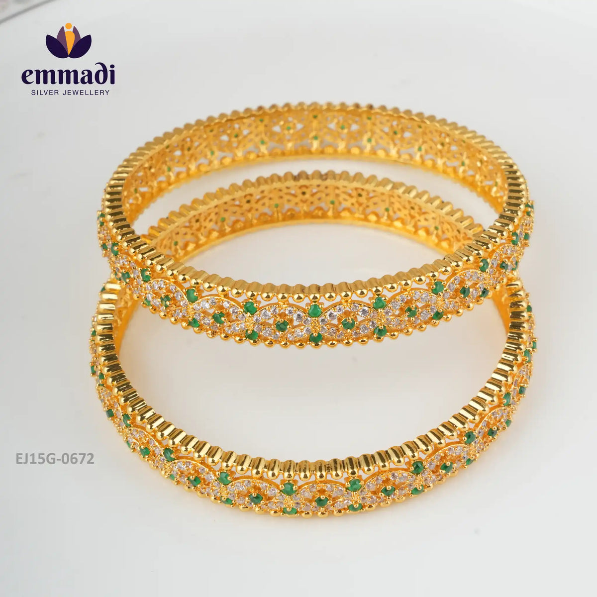 Shichi Premium Cz Green Bangles