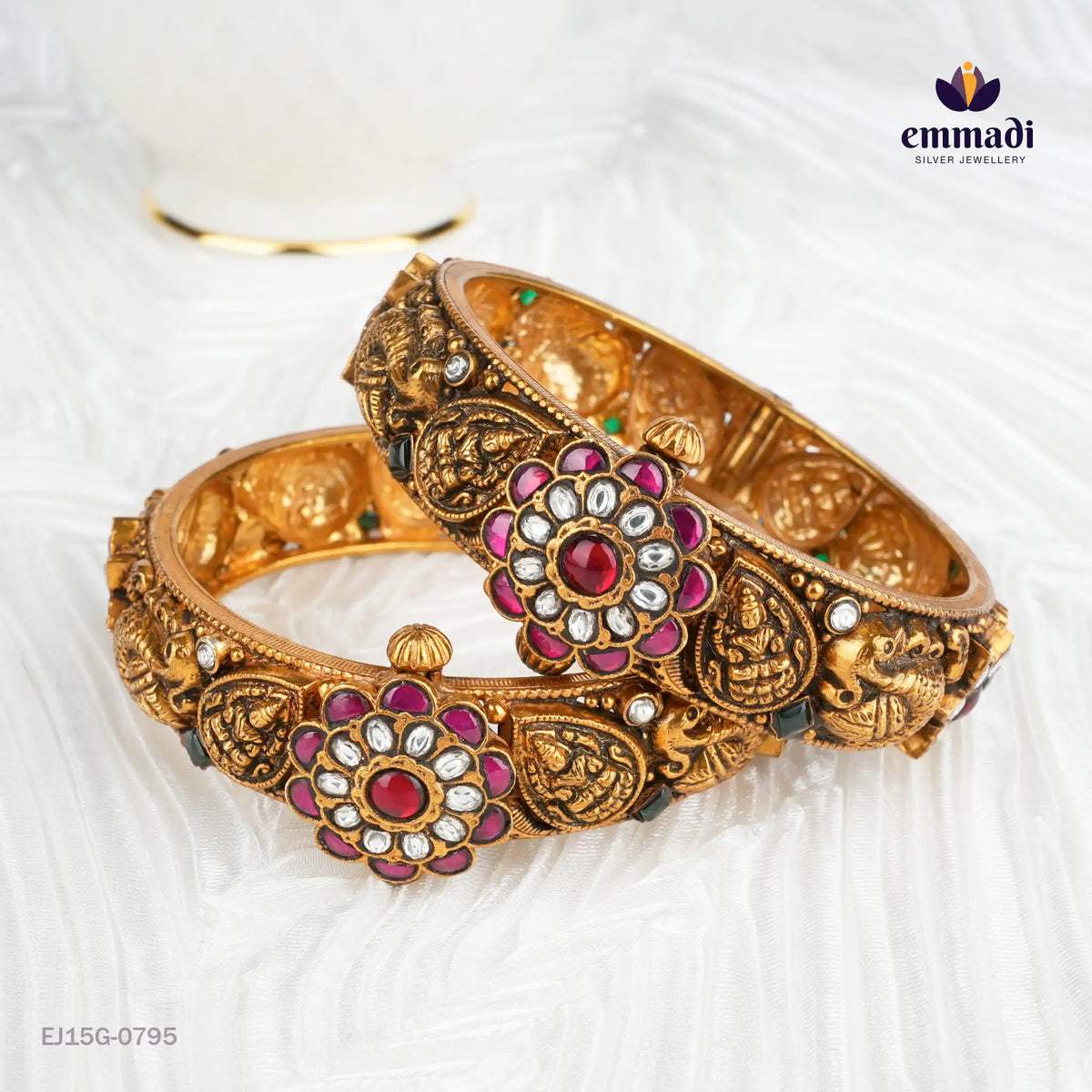 Surabi Kundan Nakshi Pink Bangles