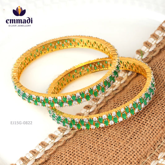 Tamasi Premium Cz Green Bangles