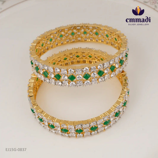 Tapati Premium Cz Green Bangles