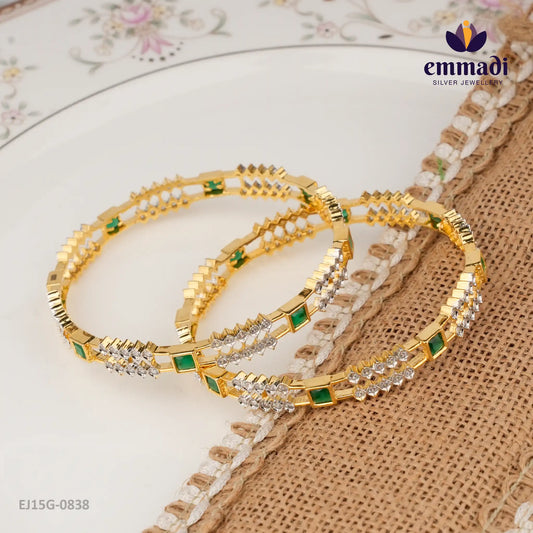 Taravi Premium Cz Green Bangles