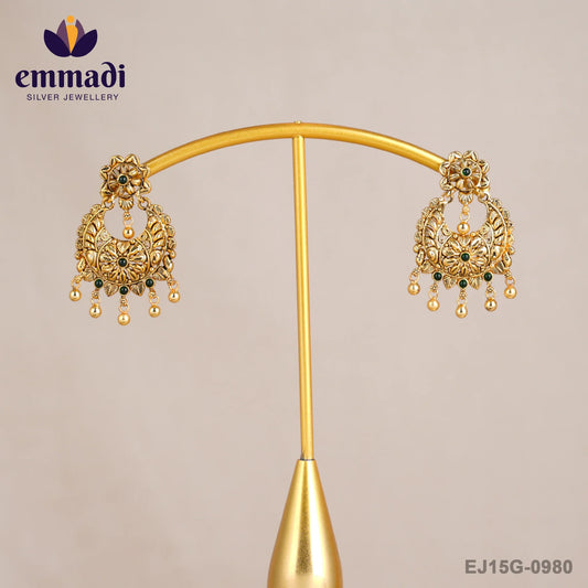 Urvasi Chandbali Green Hangings