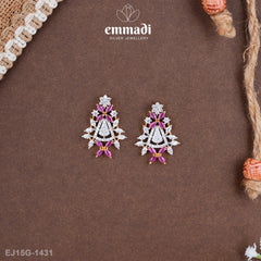 Indrani Premium Cz Pink Hangings