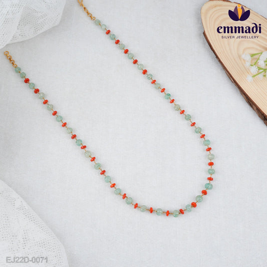 Shanti's Corals Red Chain: Handcrafted Indian Jewellery with Pure Gold Plating and 92.5 Silver