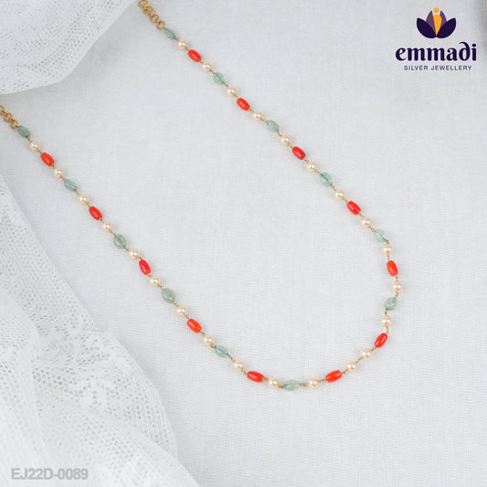 Shanti's Corals Red Chain: Handcrafted Indian Jewellery with Pure Gold Plating and 92.5 Silver