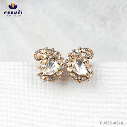Rajasthani Moissanite White Ear Tops/Studs Online