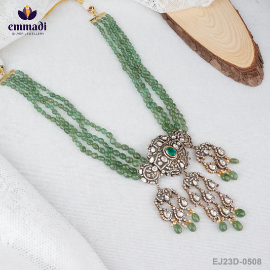 Rani's Victorian Green Long Necklace: Handcrafted Indian Jewellery Collection